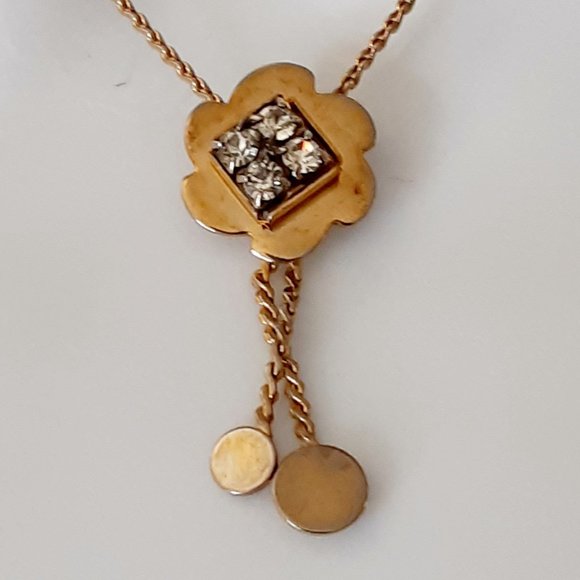 necklace gold tone crystal pendant - Picture 2 of 4